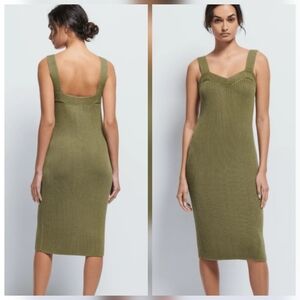 NWOT Nation Los Angeles Caresse‎ Small Olive Green Ribbed Sweater Dress